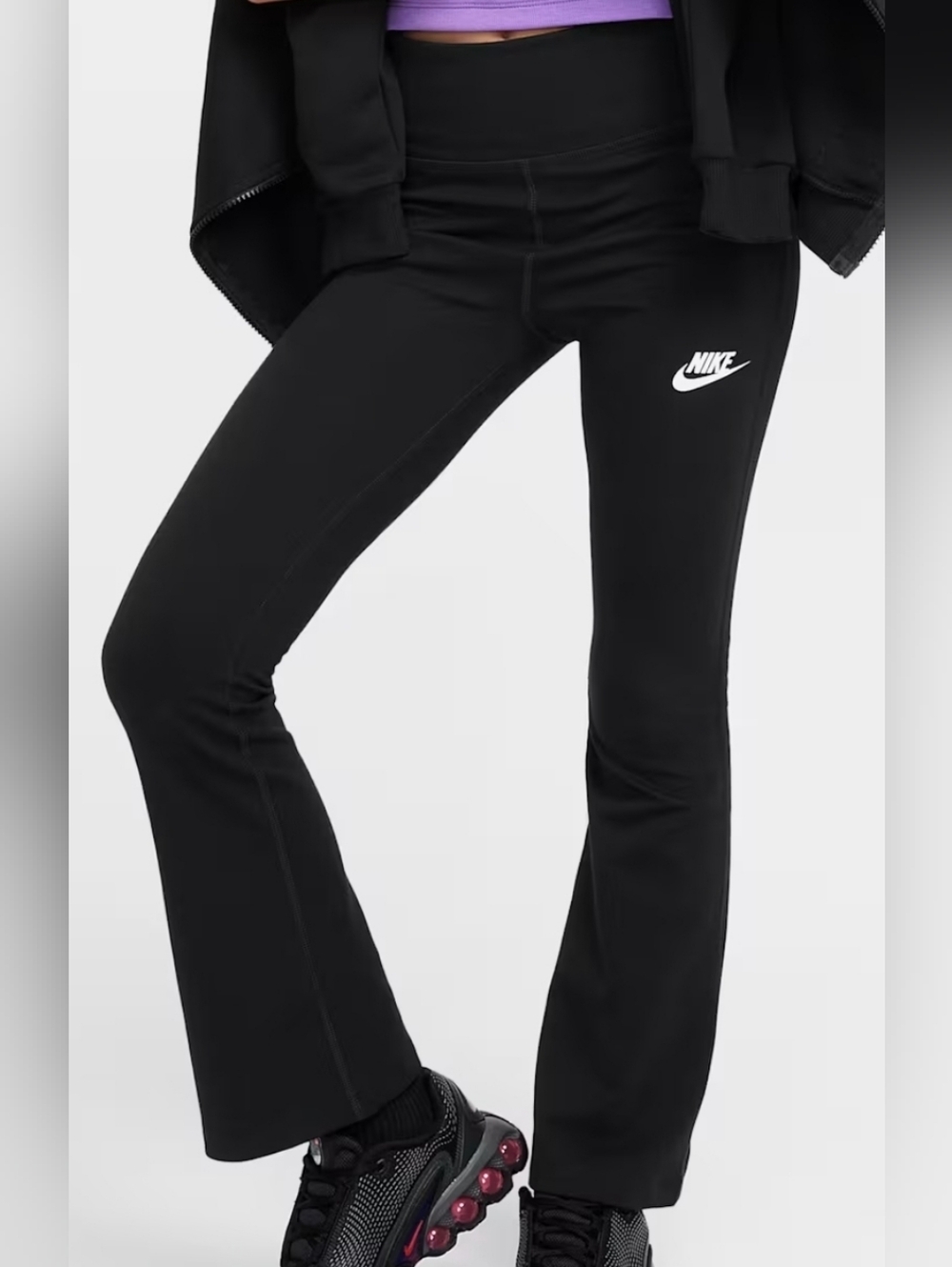 Nike Sportswear Classic Girls' Small High-Waisted Flared Leggings In Black